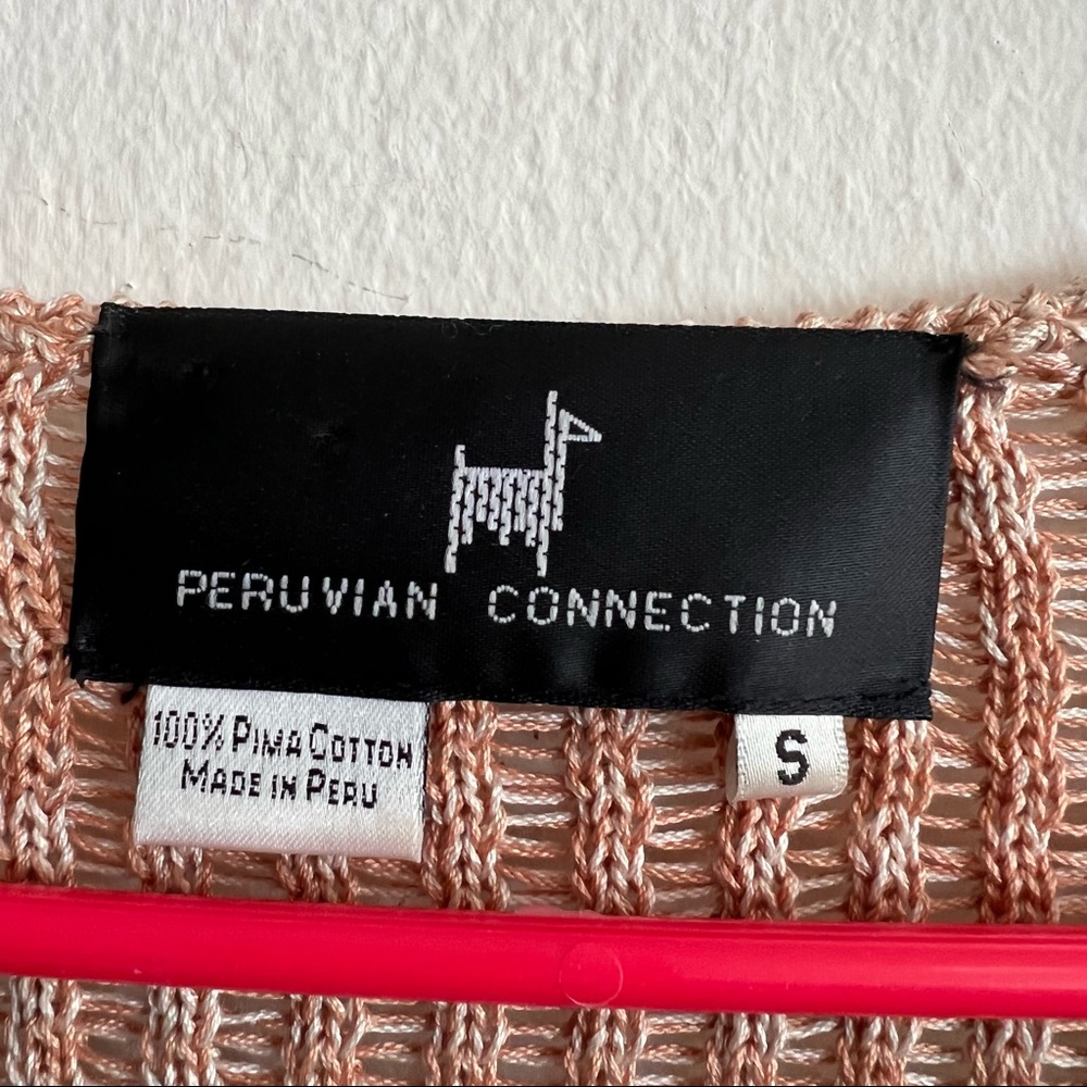 Peruvian Connection Peach Cable Knit Cardigan Siz… - image 2